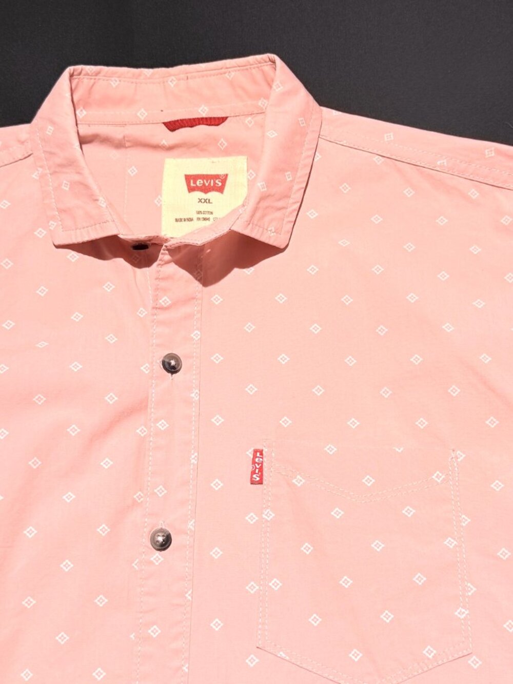 Levi's Red Tab Mens Button Up Shirt XXL Coral 100% Cotton Y2K